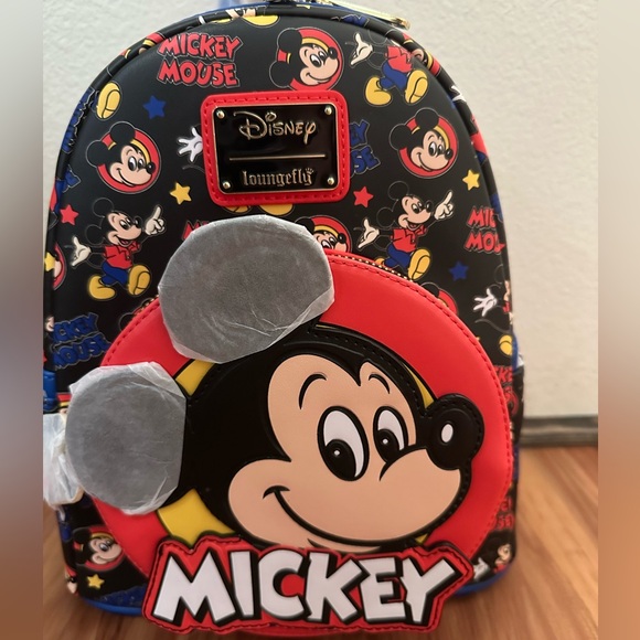 NWT Loungefly Disney Mickey Mouse AOP Backpack - Picture 3 of 5